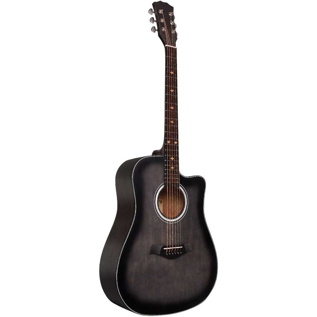 Acoustic Guitar Veneer Gradient Black Guitar Face Single Spruce Peach Blossom Folk Guitar Veneer Gradient Black Classic Guitar (Color: Natural, Size: 41 inches)