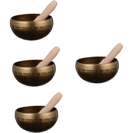 VICASKY Set of 4 Sound Bowls Tibetan Bowl Kit Tibetan Healing Bowls Chakra Bowls Relaxation Gongs Asmr Stuff Tibetan Palm Bowls Crystals and Healing