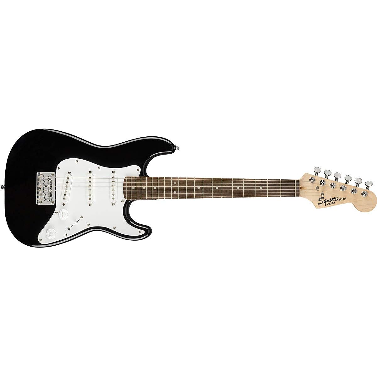 Squier by Fender Mini Strat Laurel Fingerboard Black Electric Guitar Beginner 14-piece Set Mini Amp Strat Mini Guitar Squier Squier