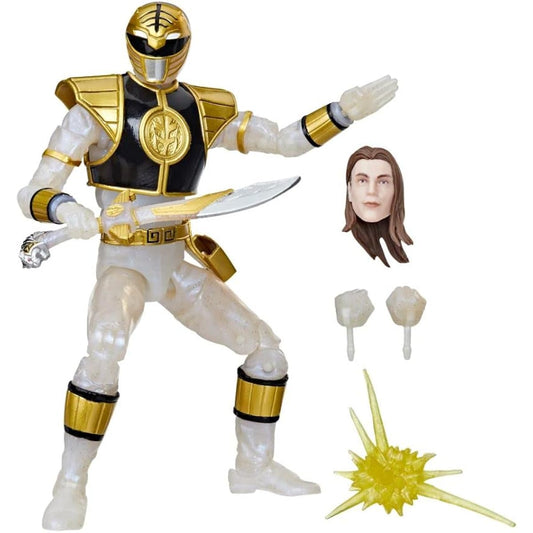 Power Rangers Lightning Collection 6" Mighty Morphin Metallic White Ranger Collectible Action Figure Toy with Accessories