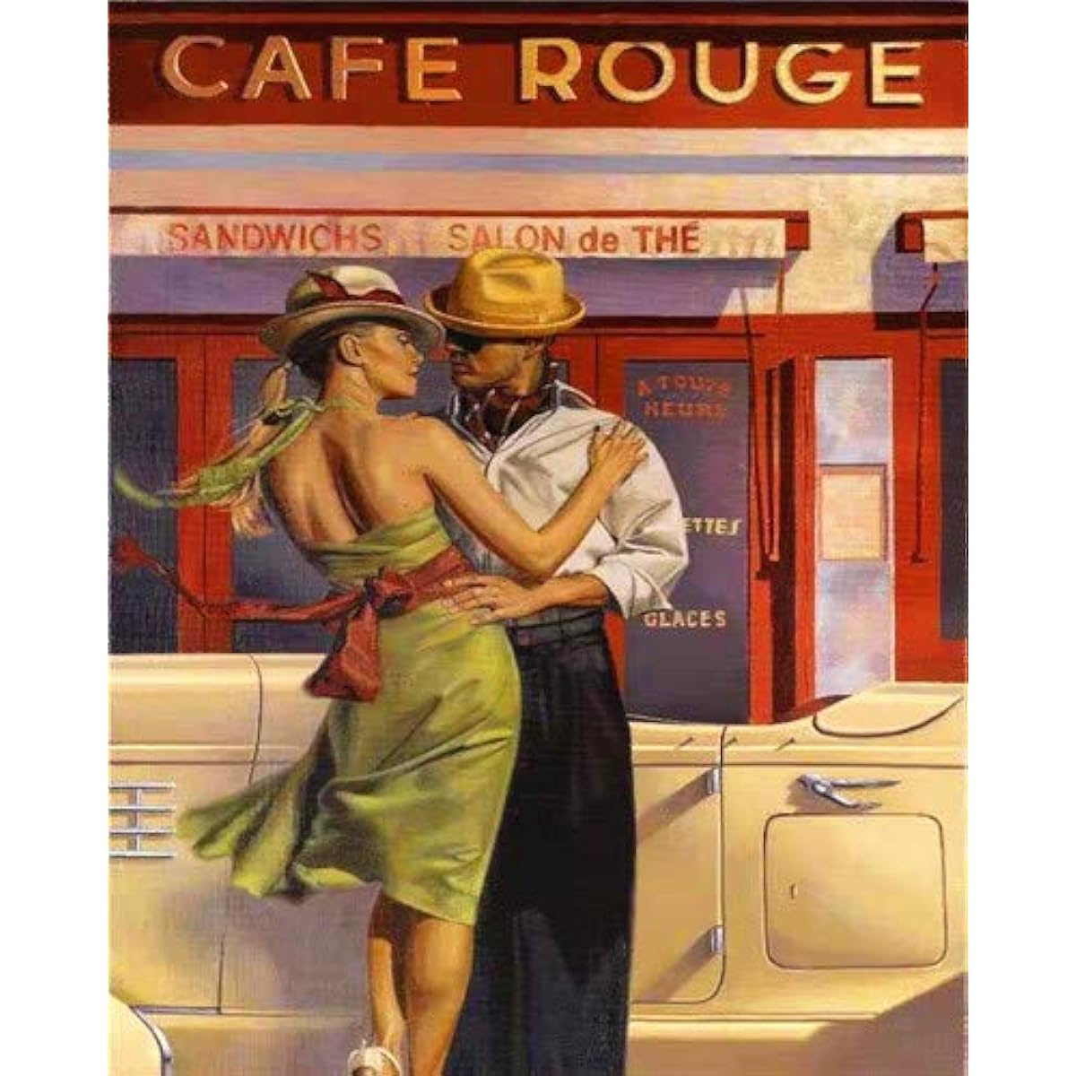 XDXART Paint by Number Kit for Adults Beginner DIY Oil Painting 16x20inch - Kissing in Front of the Cafe Painting with Brushes Christmas Decor Decoration Gift (Unframed)