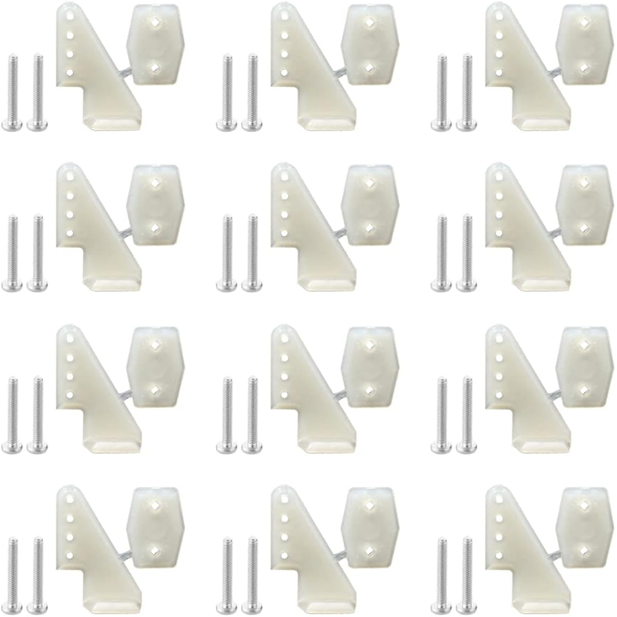 AONTOKY 12 Sets Nylon Control Horns T Style L18xW13xH25mm 4 Holes for RC Airplanes KT Model Airplane Parts with M2x14mm Screws