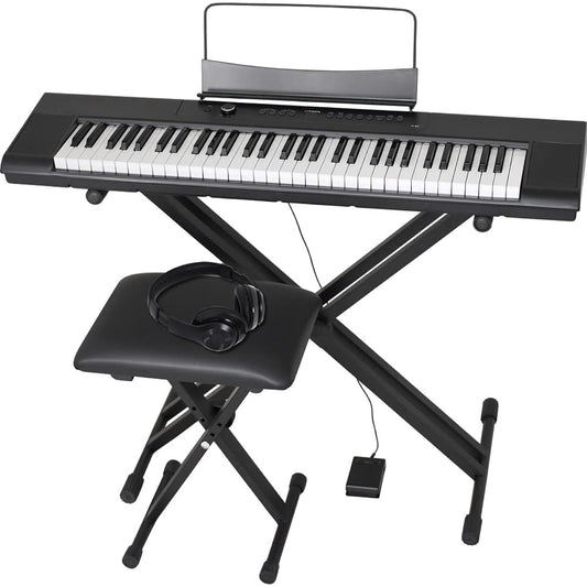 Artesia Electronic Piano 61 Key Sensitivity Key Battery Operated Model A-61/BK Black (Sustain Pedal Included)