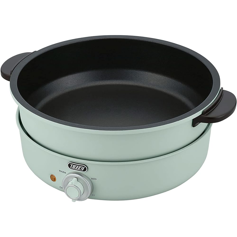 [Toffy] Electric Grill Pot K-HP2 (Pale Aqua) Pot/Inner Pot/Takoyaki Plate 3WAY Simmer Bake Cook Steam 3.5L 1,200W High Heat 2 Color Pot Cheese Fondue Retro Cute K-HP2-PA