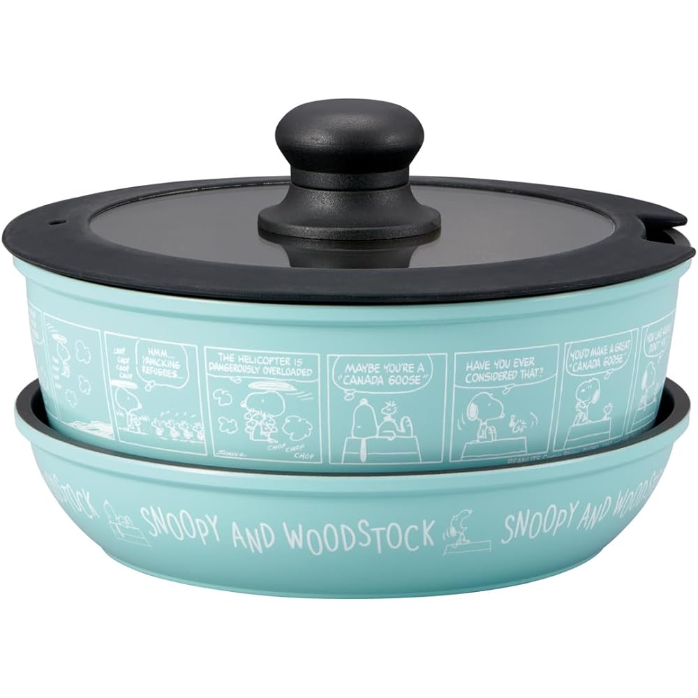 Skater 4-piece pot and frying pan set with removable handles (pot 20cm, frying pan 20cm, lid, handle) Compatible with IH Snoopy ANFP2-A