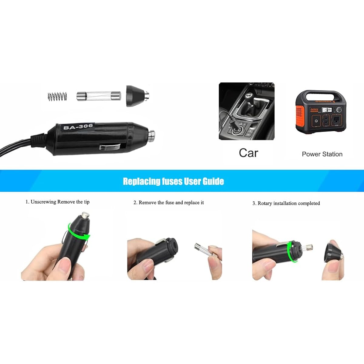 UpBright 12V Car DC Adapter for Inogen One G3 G4 G5 DC Power Cord Model BA-306 BA-301 DV6X-619 DV51D-619 12 Volt Car Boat RV Camper Cigarette Lighter Plug Power Charger