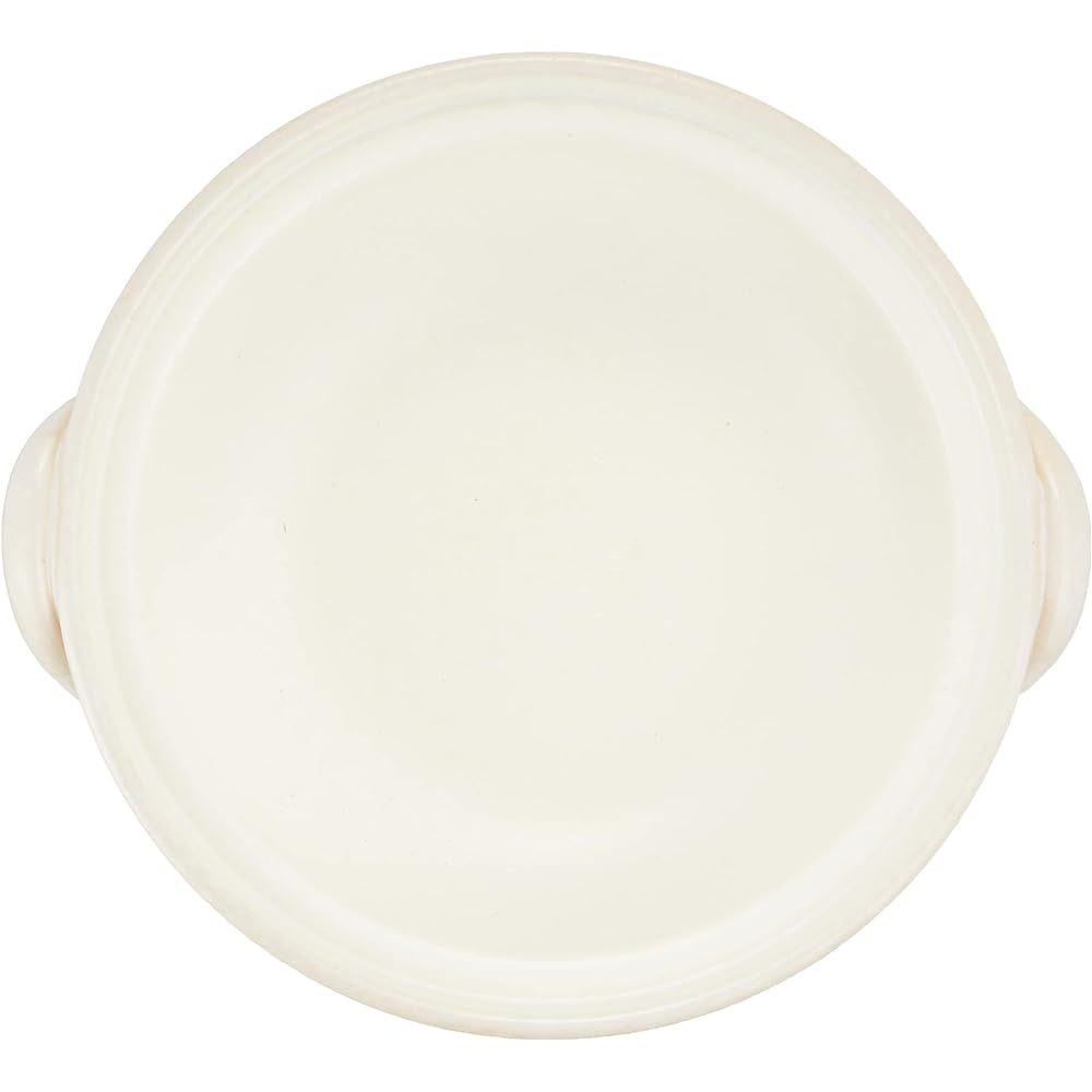Saji Pottery White 25cm Banko Ware Earthen Pot No. 8 White Brush Grain 27-911