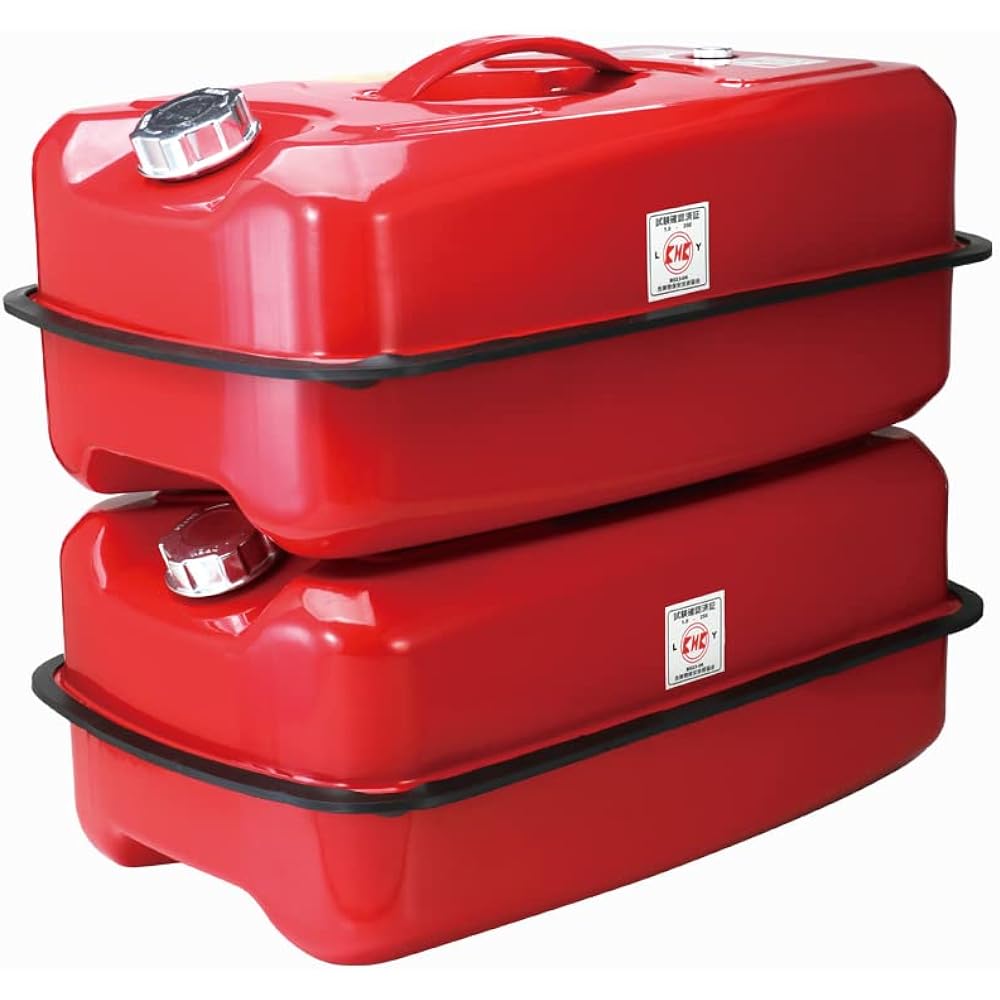 Emerson EM-278 Gasoline Can 20L Fire Service Law Compliant KHK/UN Steel Plate Thickness 0.8mm Stackable Storage Vertical Grip Galvanized Steel Plate Telescoping Refueling Nozzle Included Lightweight Aluminum Cap EM-278