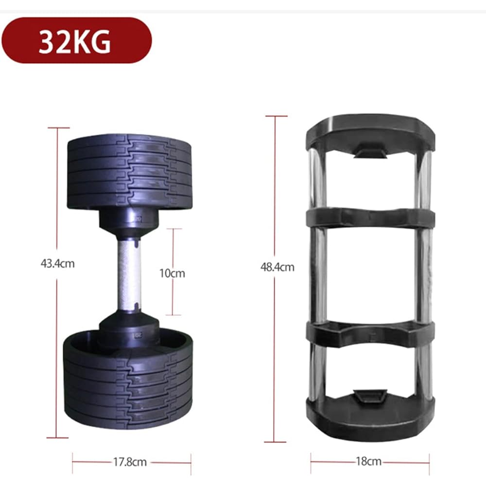 VeroMan Dumbbell Adjustable Power Dumbbell Muscle Training Home Training Exercise Weight Visualization Easy Adjustment Unisex 4kg increments (32kg, Black)
