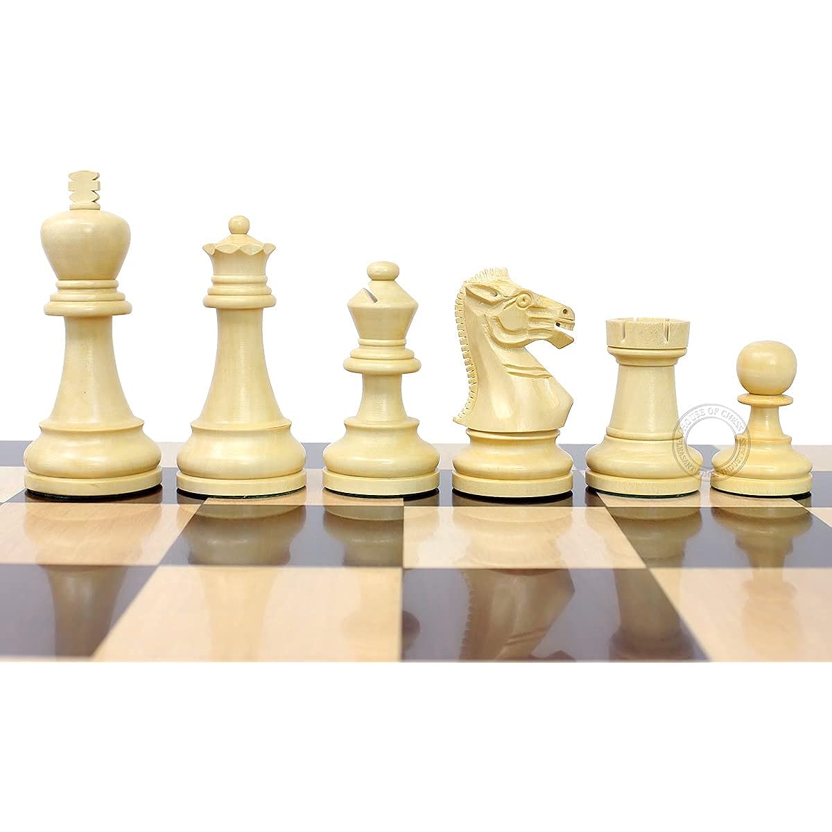 House of Chess - Grandmaster Stun Tournament Chess Set Pieces - King Size: 3-3/4" (Wide Base) + 2 Extra Queens - Lindsey Rosewood/Boxwood
