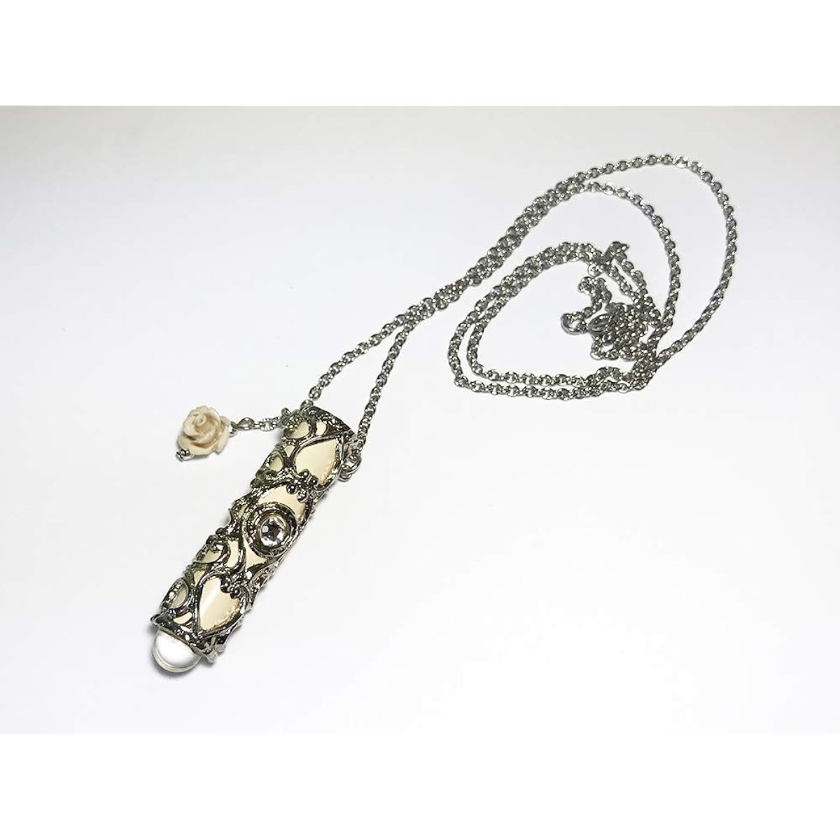 Kaleidoscope Pendant Teleidoscope Baroque Style with Rose Charm White Made in Japan Mother's Day Father's Day Gift Christmas Birthday Celebration
