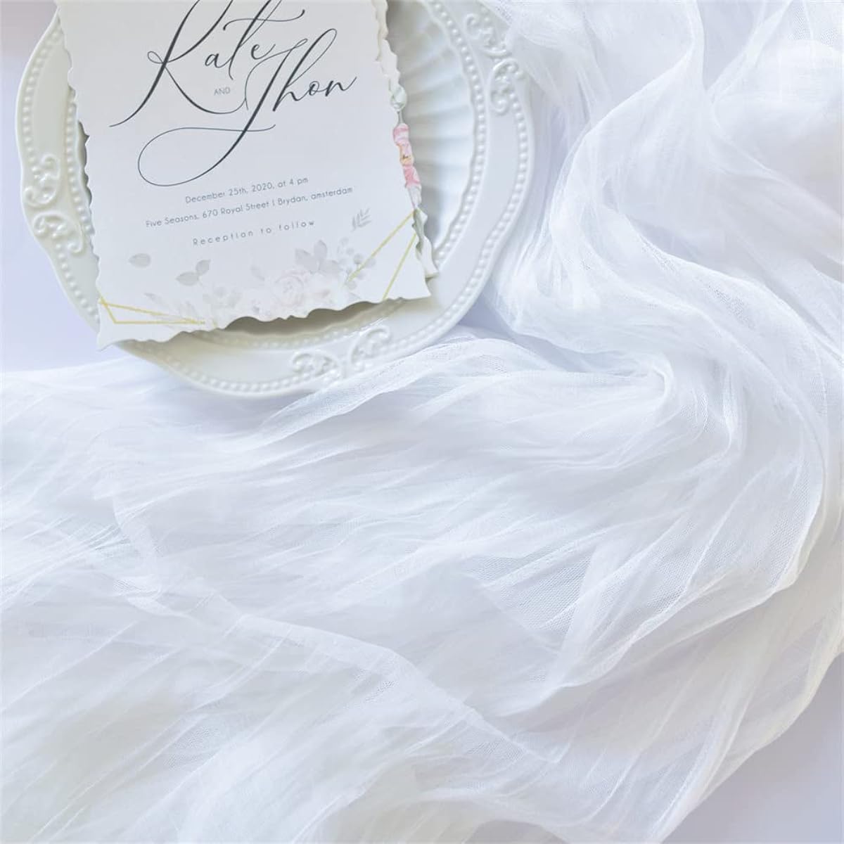 Joanlody Ivory Cheesecloth Table Runner 10ft Rustic Gauze Tablecloth 38x120inch Boho Backdrop Drape Fabric for Wedding Party Bridal Shower Decorations Photography Background