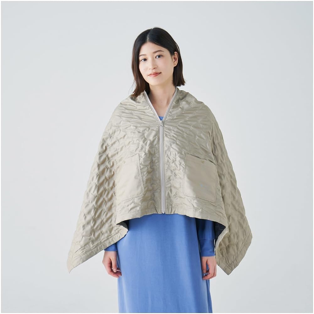 [Mizuno] Breath Thermo Blanket Cape, Cold Protection, Moisture Absorption, Heat Repellent, Water Repellent, Outdoor, B2JYA701, Women's, Mocha Beige, Free