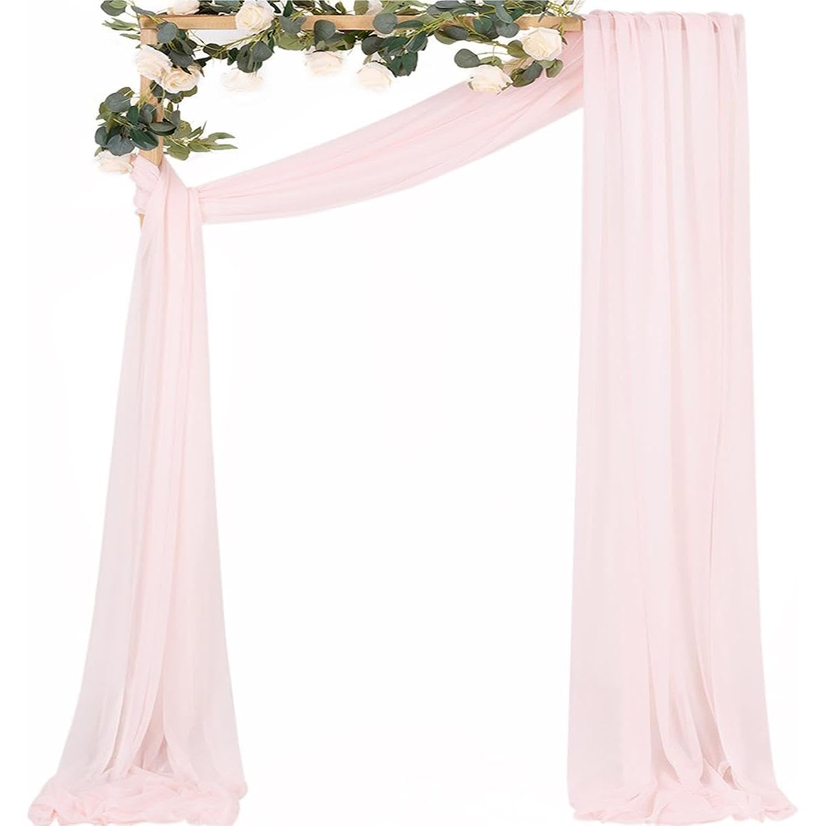 MLMC Wedding Arch Drape Fabric 2 Panels x 20 Feet Blush Pink Chiffon-Like Drape for Ceremony/Wedding/Photo Backdrop Decoration