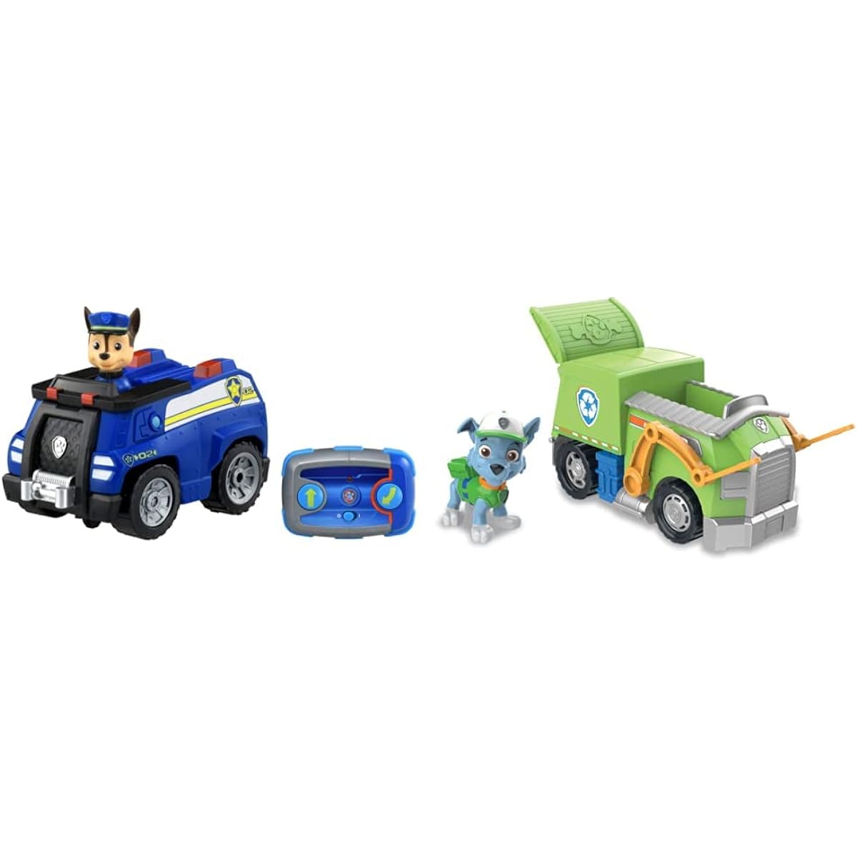 [Toys for boys, ages 3 and up] Paw Patrol Paw Cleaning! RC Vehicle Chase Police Car + Paw Patrol Basic Vehicle (with figure) Rocky Clean Cruiser