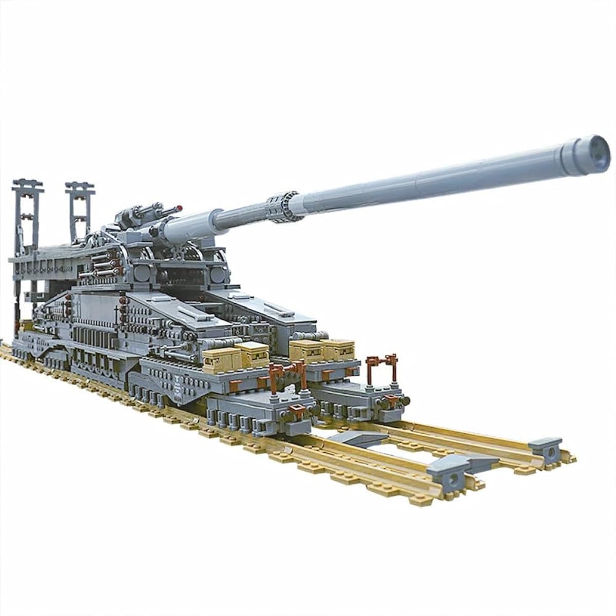 Ferreira WWII 80cm K(E) Railway Gun German Heavy Artillery Dolarail Cannon Tank Set 1/72 Scale Weapon Toy Model Collection (3846 Pieces)