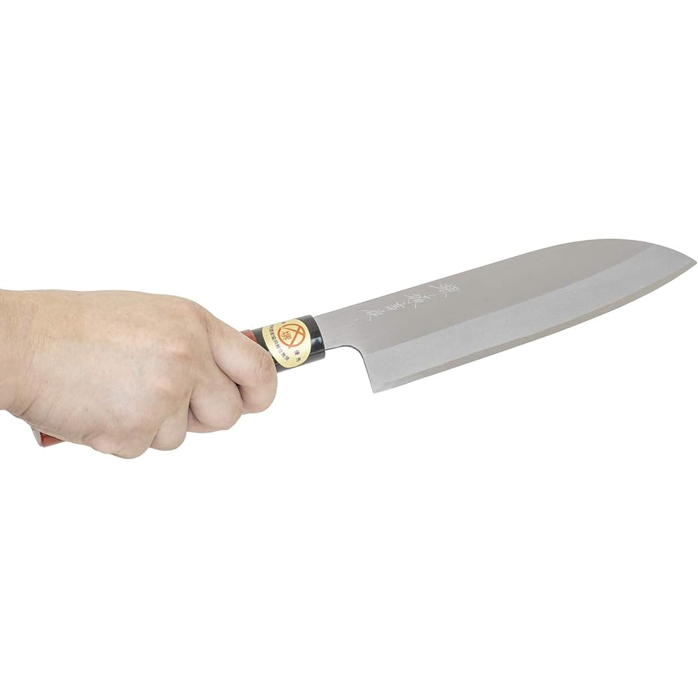 Sakai Genkichi Made in Japan Santoku Knife 180mm White Steel Three Pieces Negoro Nuri Handle Dishwasher Safe Sakai Knife