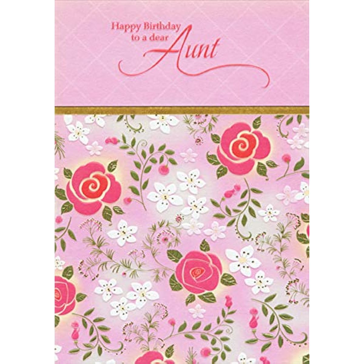 Designer Greetings Pink Roses and White Flowers Light Pink Birthday Card for Aunt