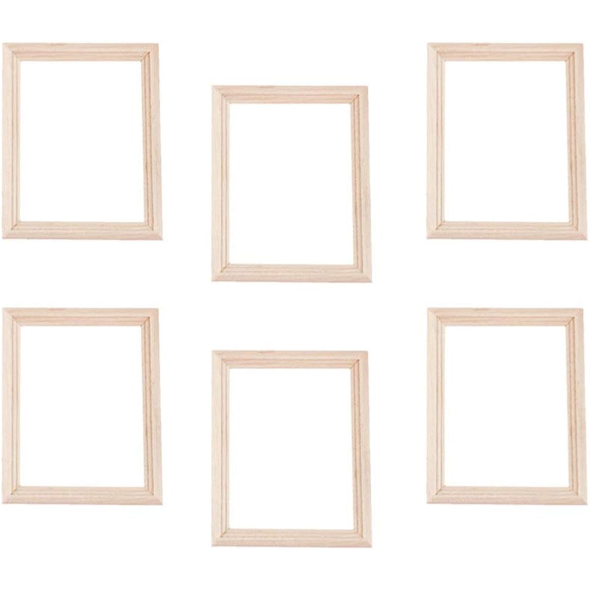 EXCEART Wooden Dollhouse Furniture Photo Frame Miniature Wall Art Toys 1 12 Kids Room Photo Props 6pcs