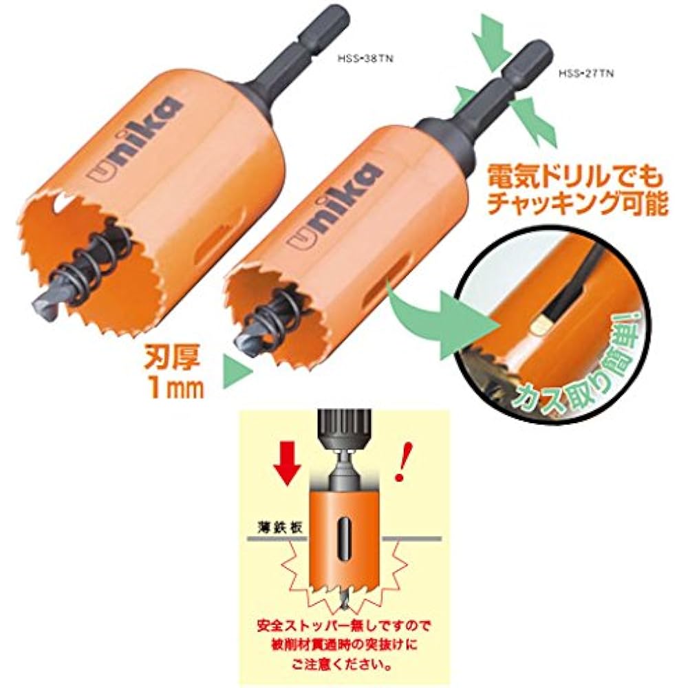 Unica H.S.S High speed hole saw (no collar) TB set HSS-TN TB-15