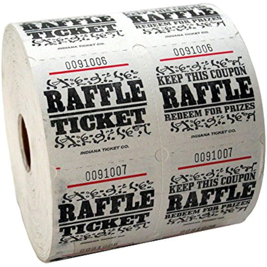 MUNCIE NOVELTY COMPANY Raffle Tickets White 1 Roll of 1,000 Tickets