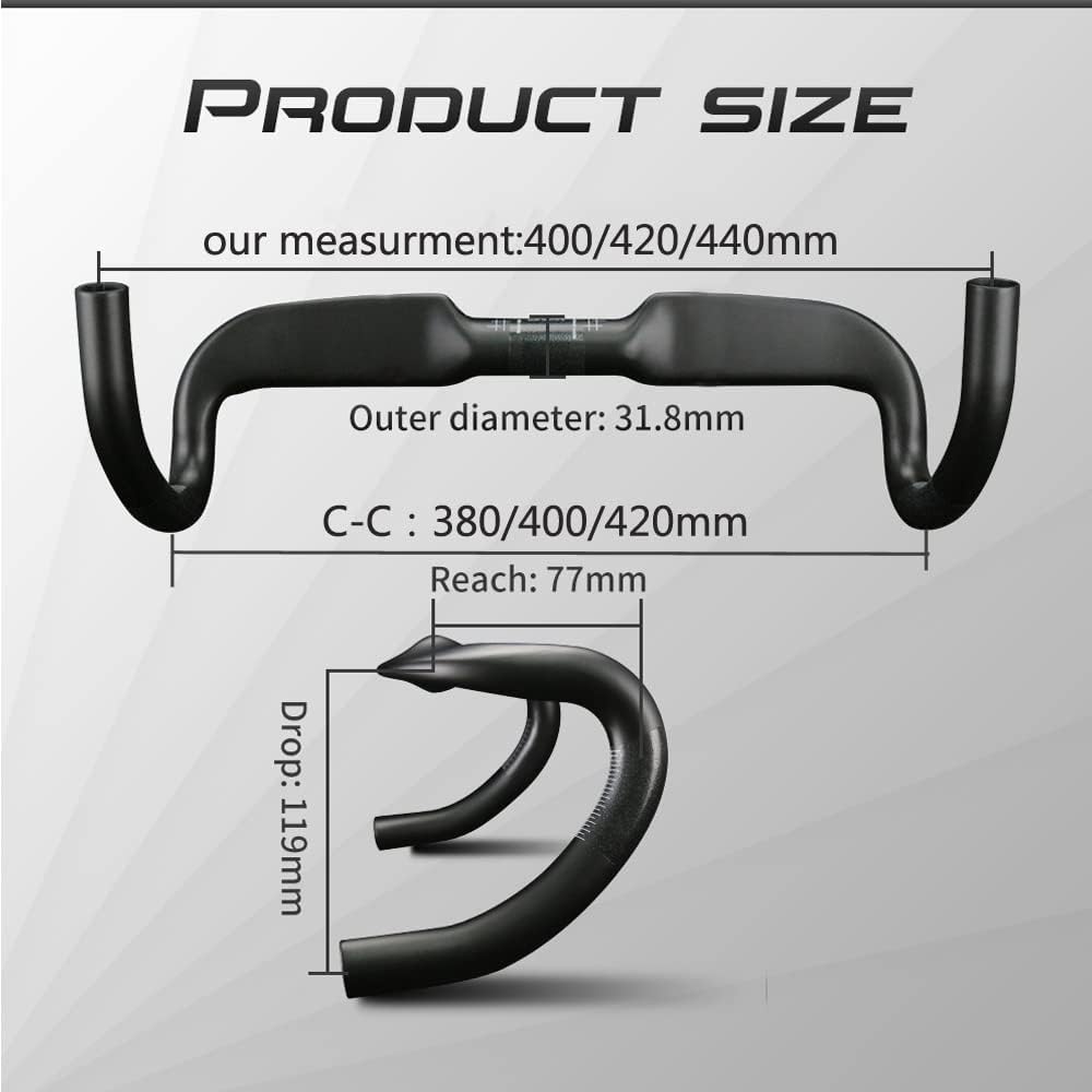 Alfa Pasca Aero Carbon Handlebar Bicycle Drop Handlebar Road Bike Handlebar 400/420/440 Internal Routing Carbon Drop Handlebar