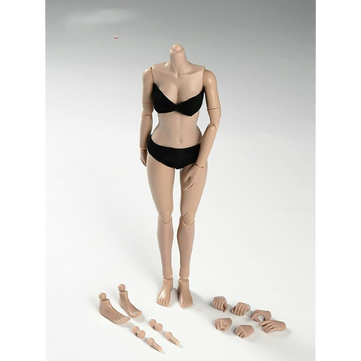 RoofWorld 1/6 Scale Miniature Figure Body 12" Pale Skin Super Flexible Jointed Body Half Pack Silicone Huge Bust Action Figure Body Doll Collection 1:6 Head Sculpt