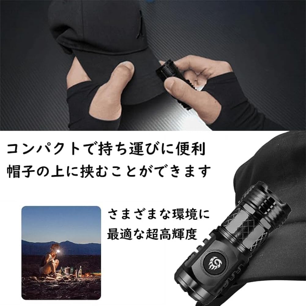 Mini Size High Strength Flashlight, Ultra Brightness, Flashlight, Disaster Prevention, Powerful, Small, Rechargeable, Large 20 Hours of Lighting, Waterproof, Dustproof, Handheld, Zoom Adjustable, LED,