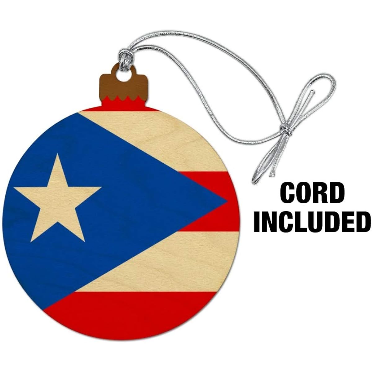 Puerto Rico Flag Wood Christmas Tree Holiday Ornament