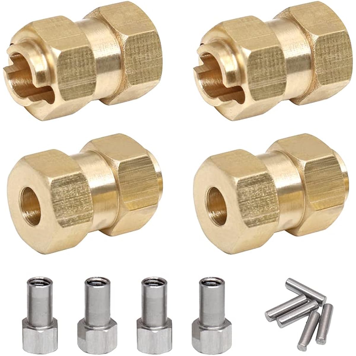 GTHELE Brass Wheel Hex Hub 10mm + 6mm Extender Adapter Set for 1/18 TRX4M Upgrade Parts RC Crawler Car