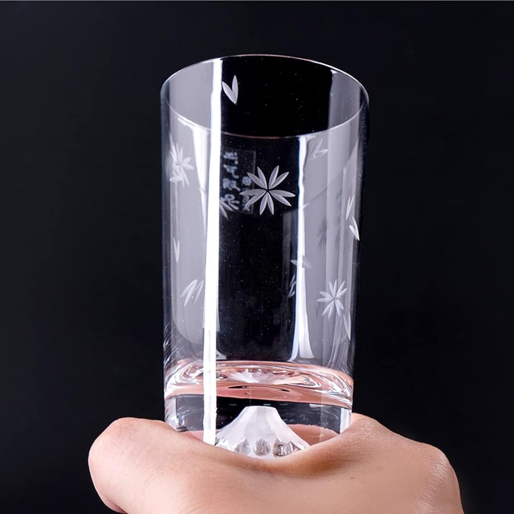 Fuji Glass, Tajima Glass, Mt. Fuji Mini Cherry Blossom Tumbler Glass, Sakura Kiriko Mini Souvenir Grand Prix, Edo Glass, Kiriko, Mt. Fuji Sea, Whiskey Glass, Rock Beer, Sake, Souvenir, Celebration,