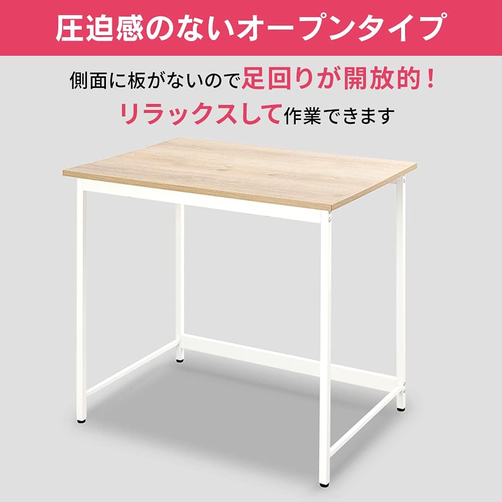 Iris Ohyama Desk Computer Desk PC Desk Simple Width 80cm Depth 60cm Light Natural x White Basic Desk Study Desk Work Desk 80 x 60 BDK-8060