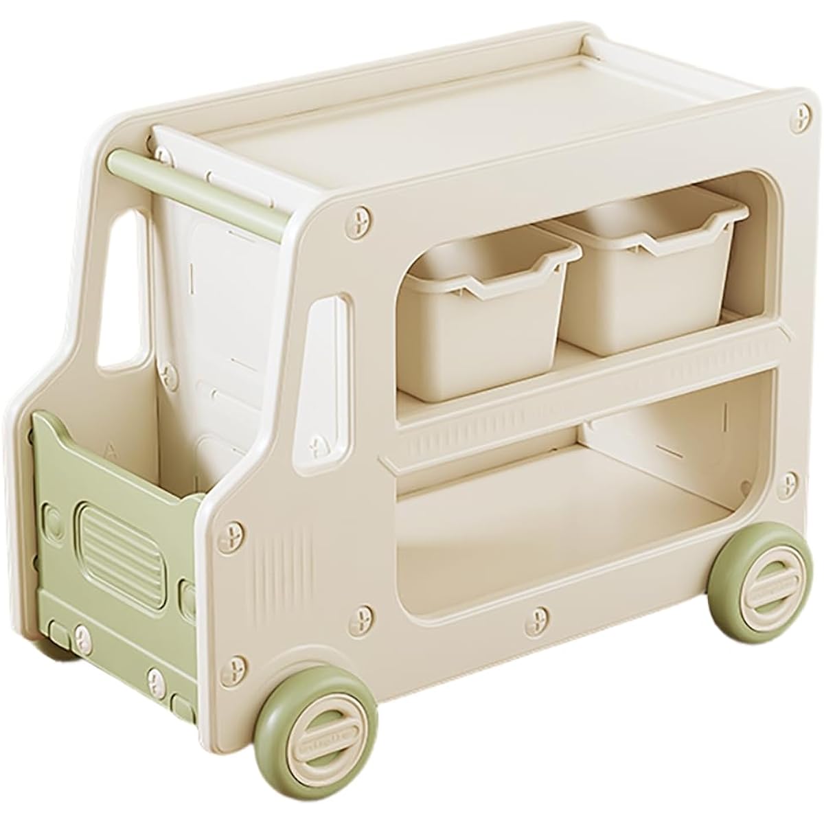 Gorocking Bus Storage Wagon Box Children's Cabinet Side Table Toy Storage Stylish Cute (Green)