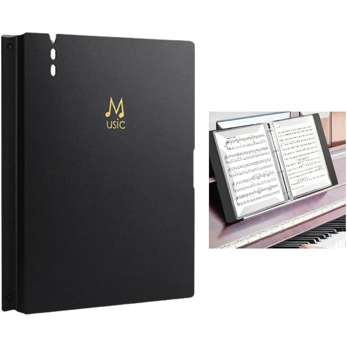 Sheet Music Folder 20 Pockets Display 40 Pages Removable Sheet Music File Paper Storage Folder File Folder A4 Size Binder Organizer Music Stand File Artwork Drawing Direct Page Writing