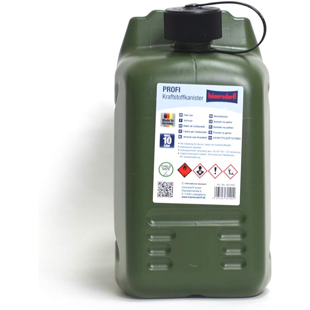 Hunersdorff Fuel Tank Water Tank Reliable Genuine Polytank Fuel Campro 10L Fuel White Gasoline Kerosene Tank Canister Camping
