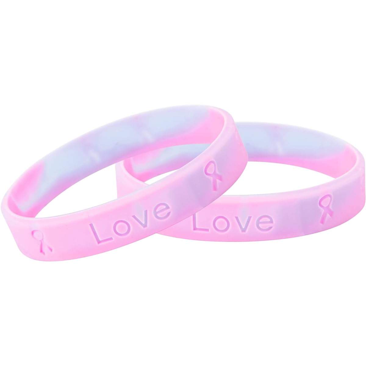 50 Pink & Blue Awareness Silicone Bracelets - Adult Size (Wholesale Pack - 50 Bracelets)