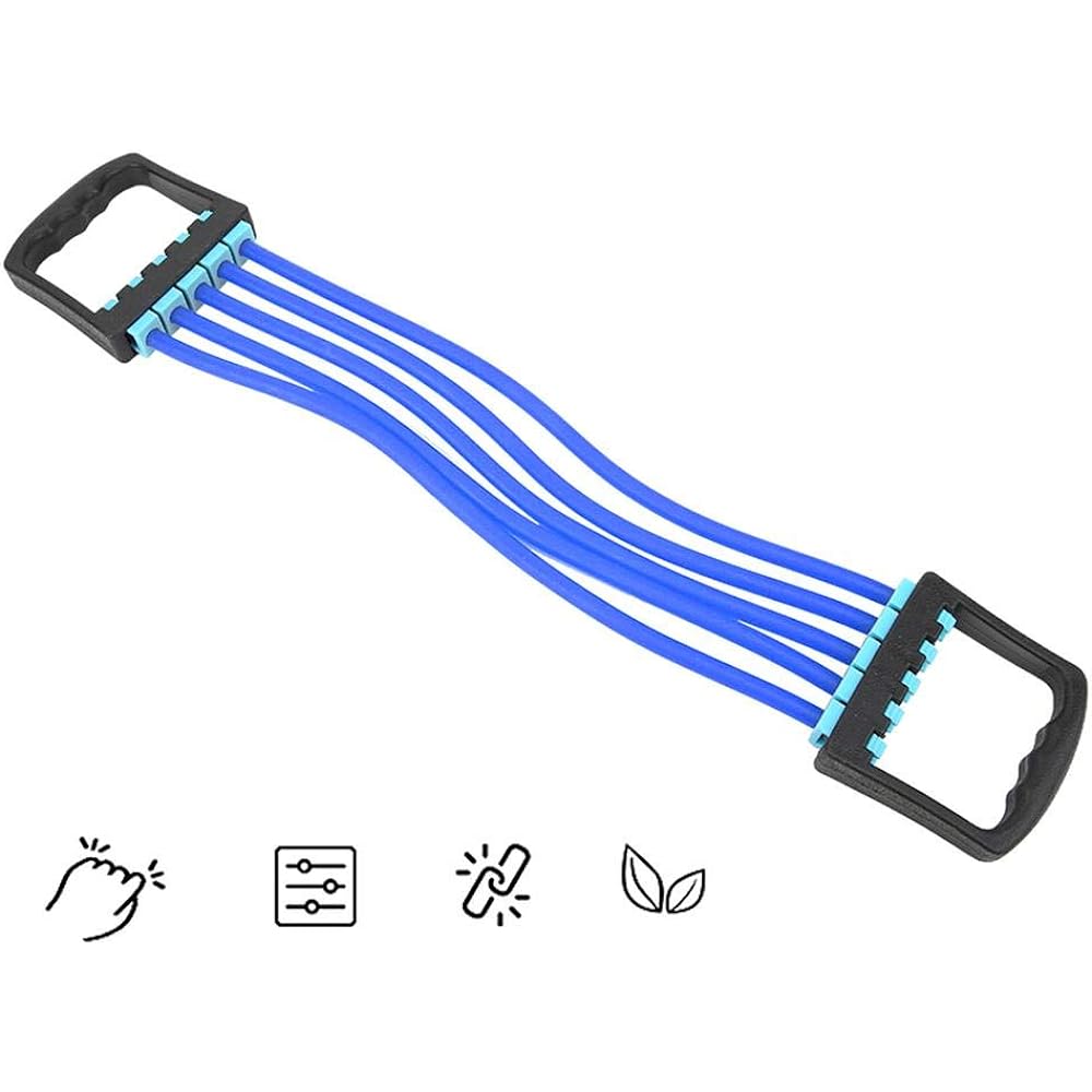 Expander Resistance Band Chest Pull Rope Rubber Removable Sports Chest Expander for Fitness Multifunctional Yoga Chest Muscle Training Diet Exercise (Blue)