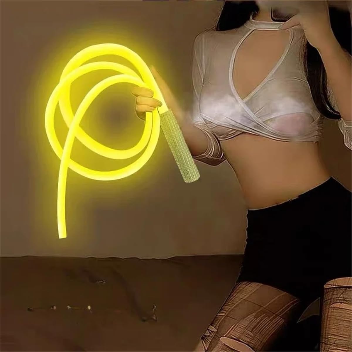 Luminous Whip Holding Voice Control Glow Whip Stage Performance Fluorescent Props Remote Control (2m-Voice Control)