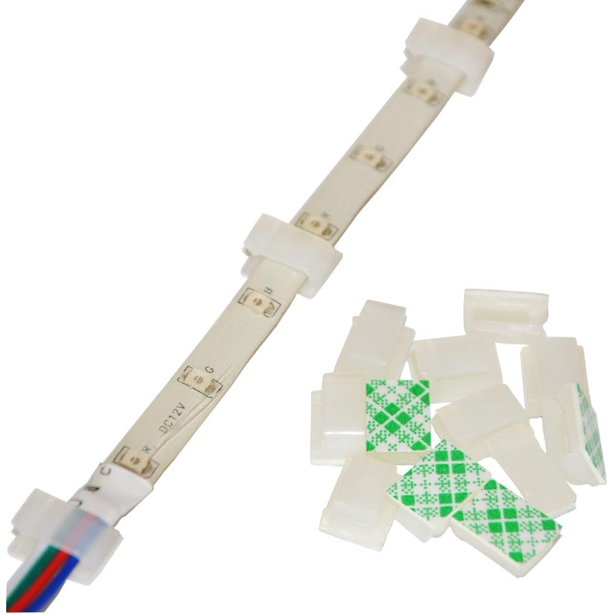 Self Adhesive Strip Strip Light Mount Clip Bracket Holder, Pack of 100 Clamp Fix Light Strip 8mm 10mm 12mm for 8mm(5/16") Wide Strip Light