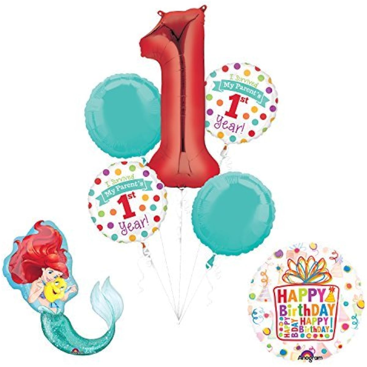 Little Mermaid "I Survived My Parents First Year" 1st Birthday Party Supplies and Balloon Decorations