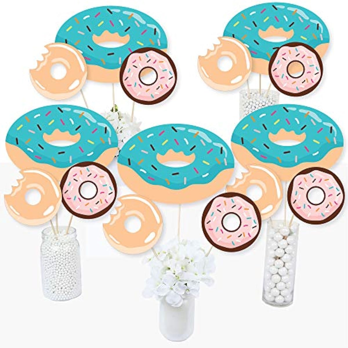 Donut Wally Let's Party Donut Party Centerpiece Sticks Table Toppers Set of 15
