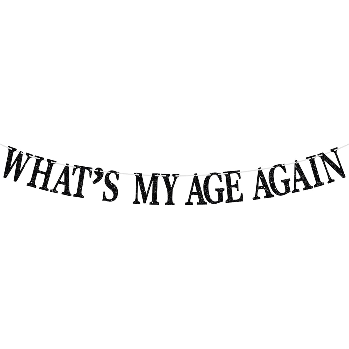What's My Age Again Banner Death to My Youth Bunting Sign Funny Happy 30th 40th 50h 60th 70th 80th Birthday Party Decorations Supplies Black Glitter