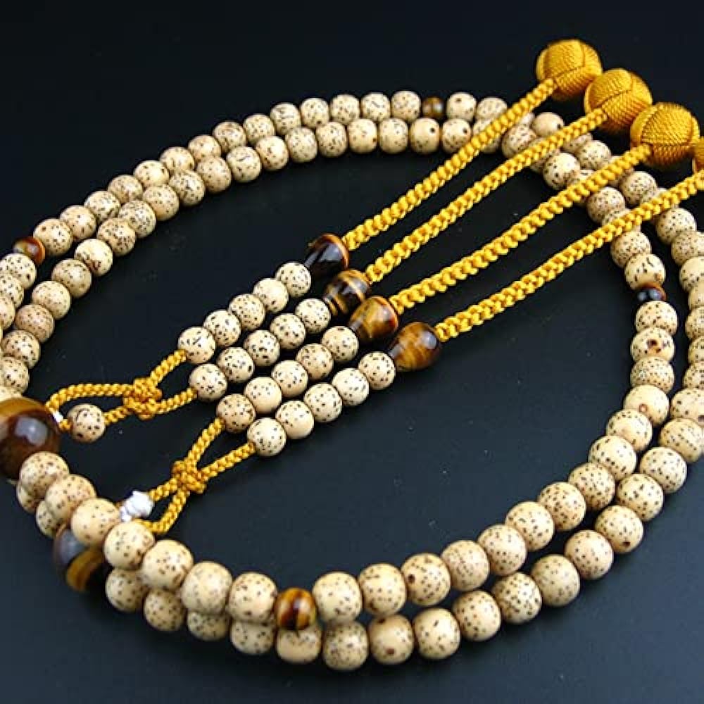 Myorenka, Shingon sect prayer beads, Bodhi tree, Star and moon Bodhi tree, Prayer beads for men, Tiger-eye stone design, Shakuni, Shaksan, Odamaki Sanskrit tenbo, 108 beads, by sect, Koyasan, Honren prayer beads, two-wheeled prayer beads, distribution, b