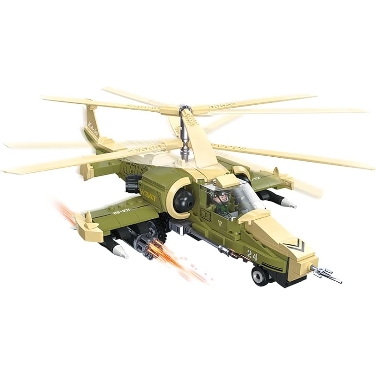 SEMKY Military Series KA-50 Helicopter Black Shark Air Force Building Block Set (356 Pieces) - Building & Military Toys