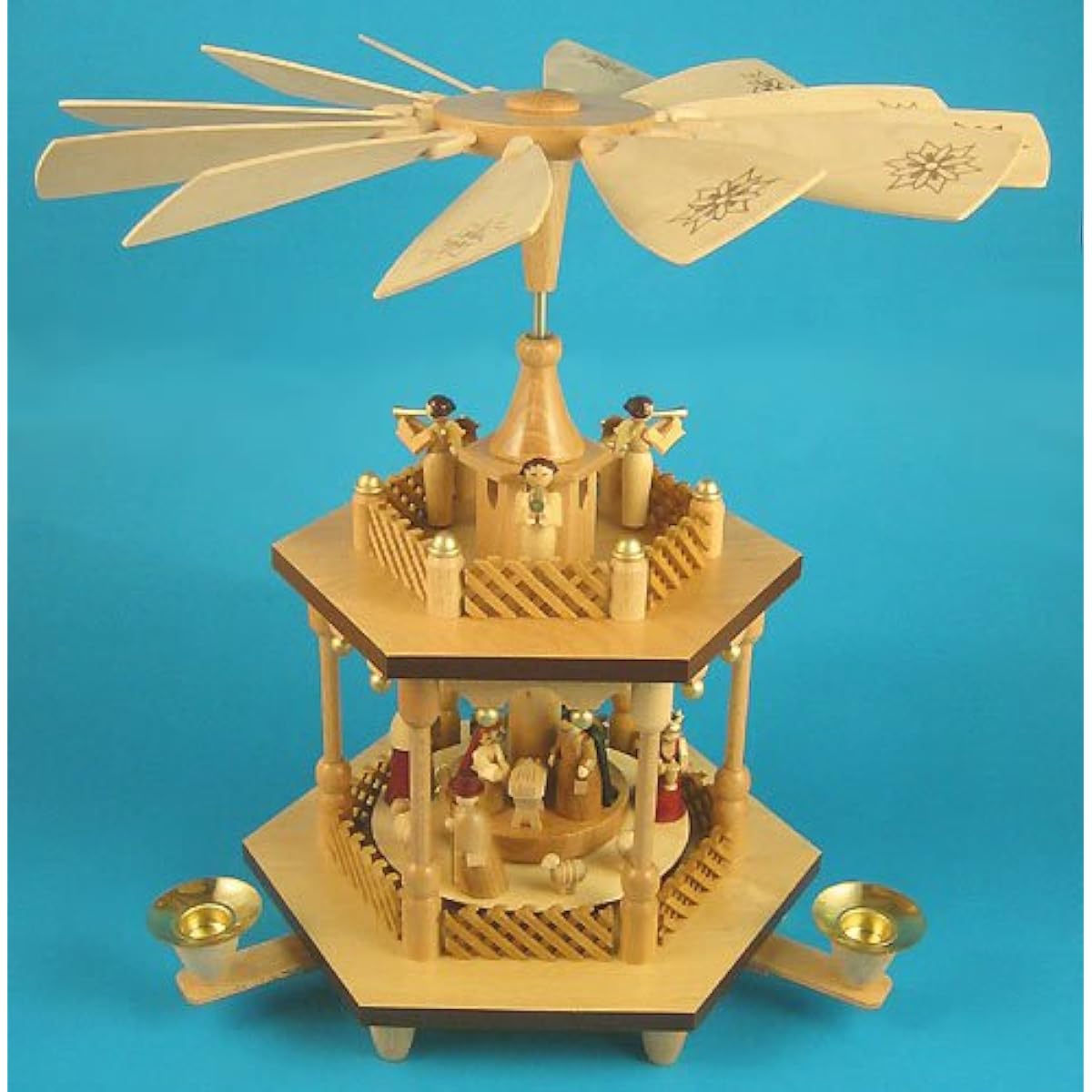 Christmas pyramid - Nativity scene - 4 tiers - height 70 cm - natural - Erzgebirge, Seiffen/Richard Gläser original