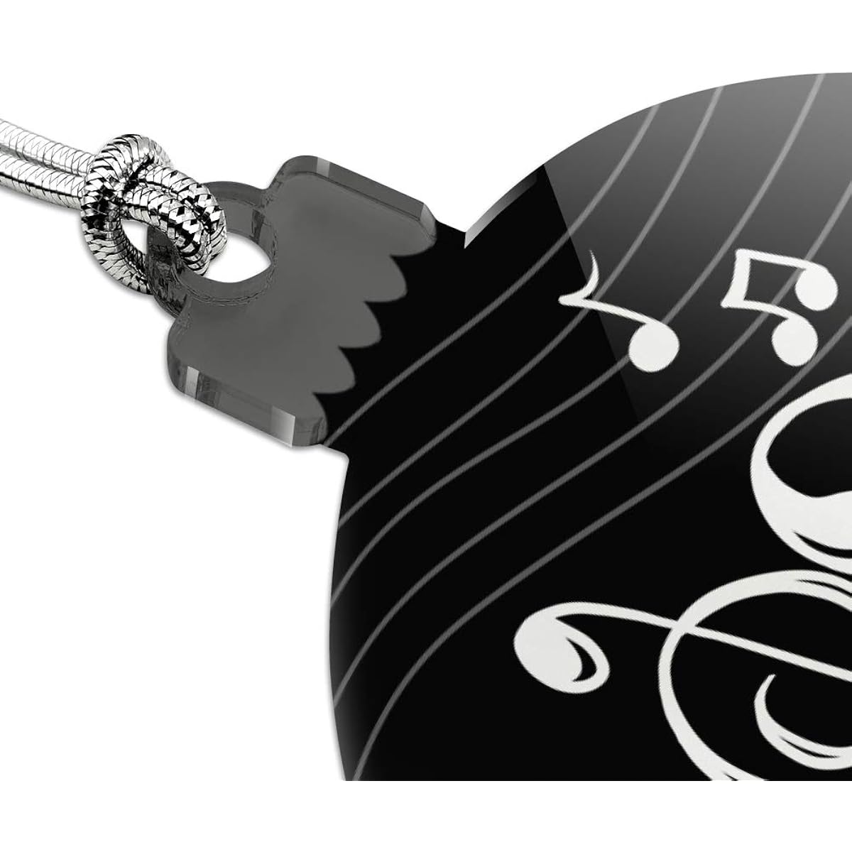 Treble Bass Clef Heart Music Black Acrylic Christmas Tree Holiday Ornament