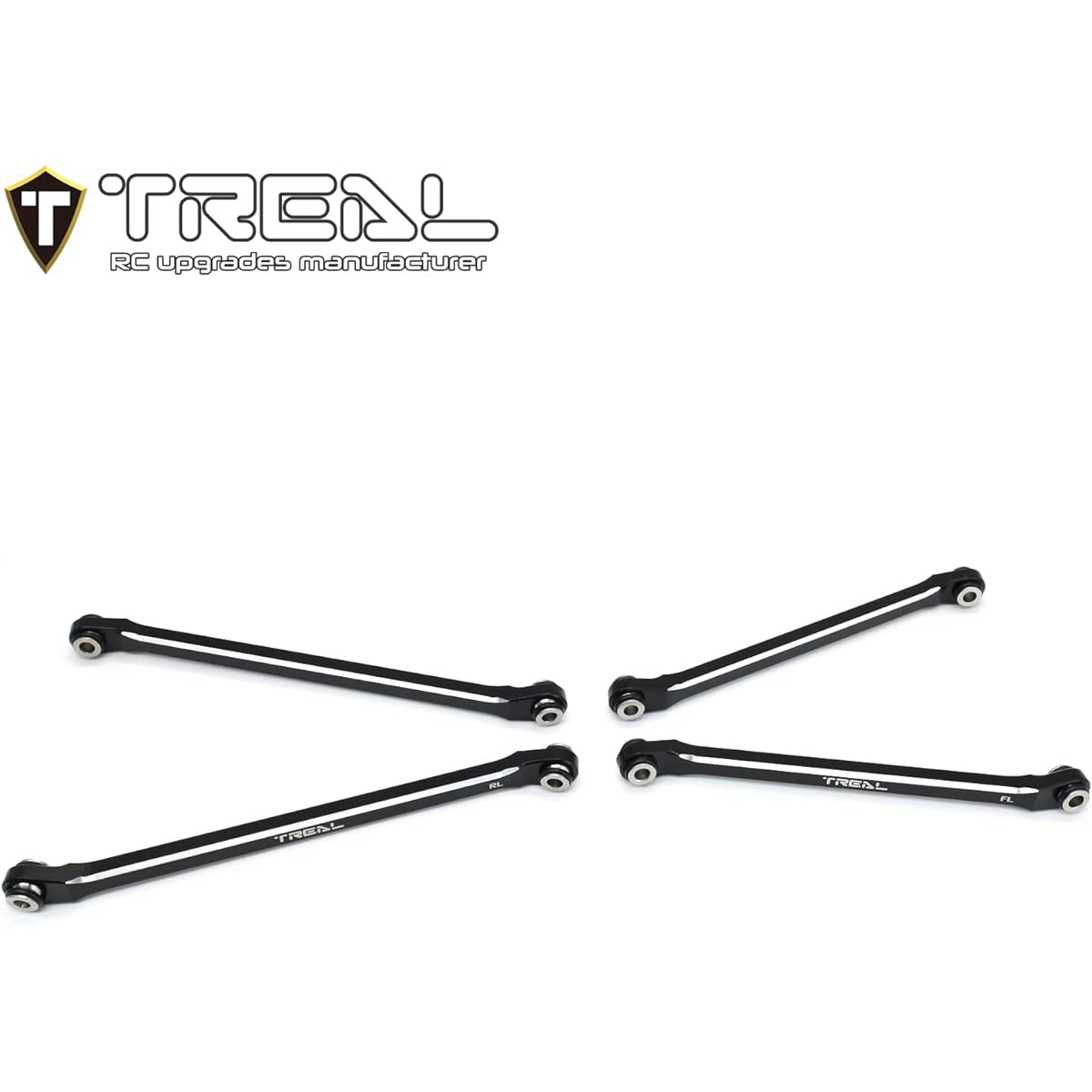 TREAL UTB18 Capra Lower Link Set (4pcs) Aluminum 7075 Lower Chassis 4 Link Upgrade (Black)