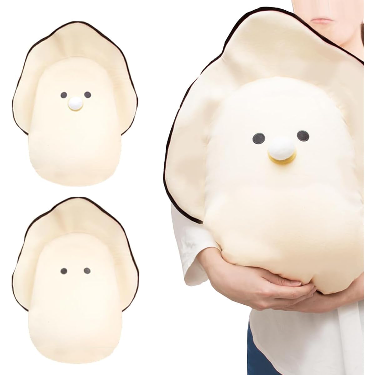 Set of 2, Round Eyes Series, Baby Namagaki, Namagaki, with Ribbon, Stuffed Toy, Oyster, Raw Oyster (Normal Large Size (50cm))