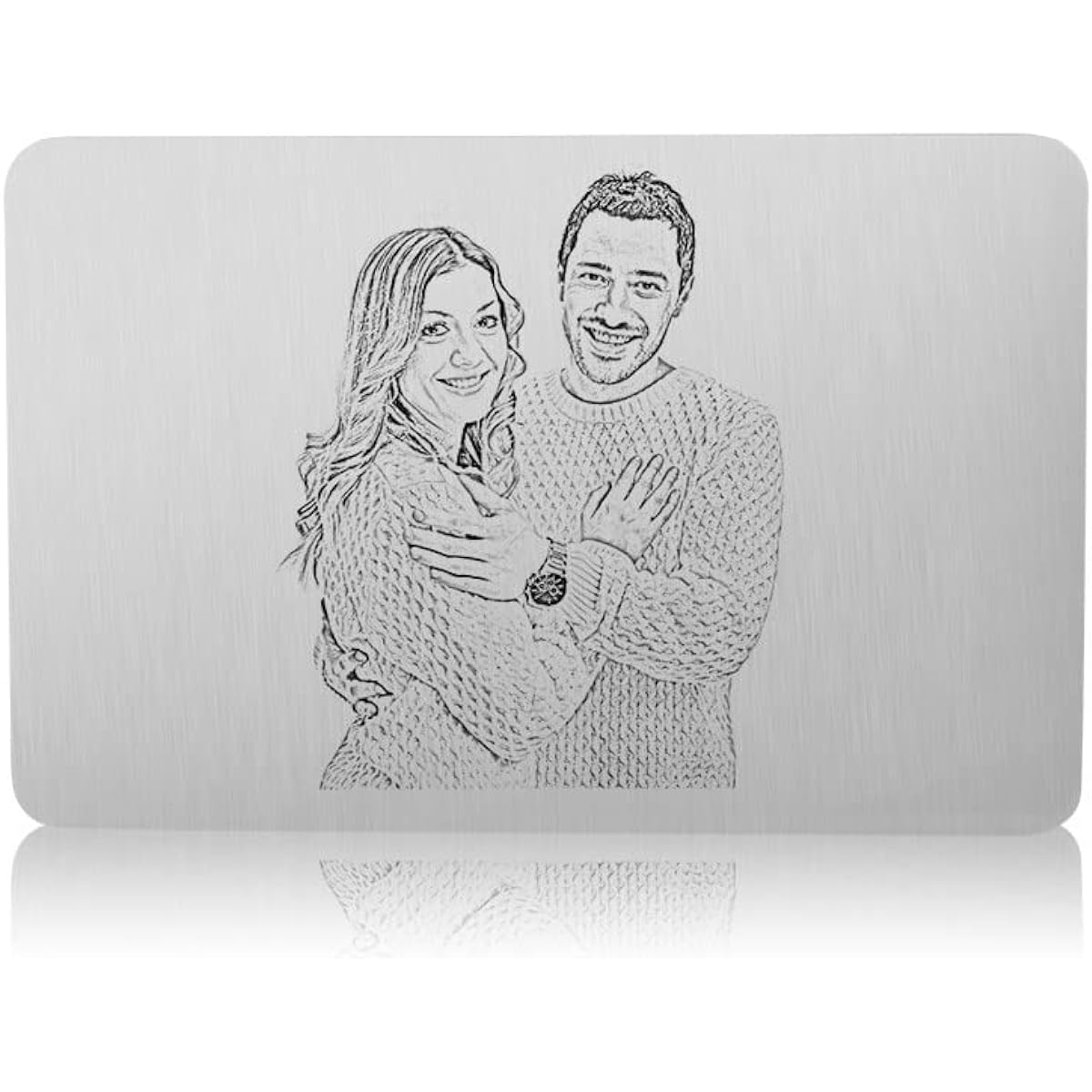Metal Wallet Photo Card Double Sided Custom Engraved Message Wallet Card Insert Gift (Silver)