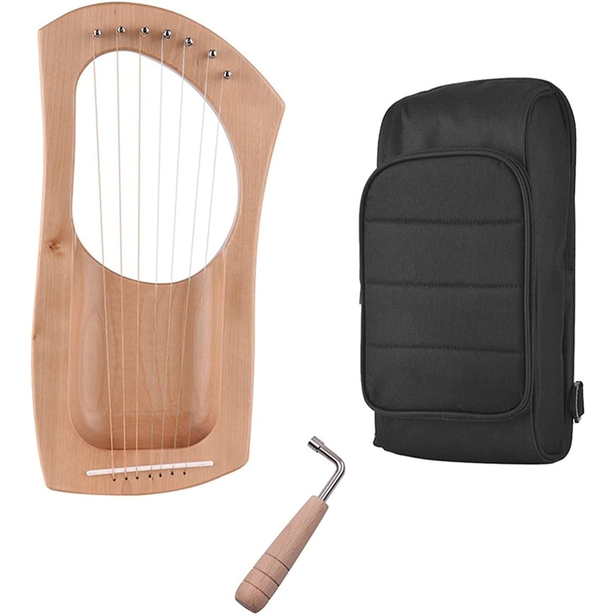 WowZza Lyra Harp 7 String Wooden Lyra Harp Strings Solid Birch Stringed Instrument with Carry Bag/1